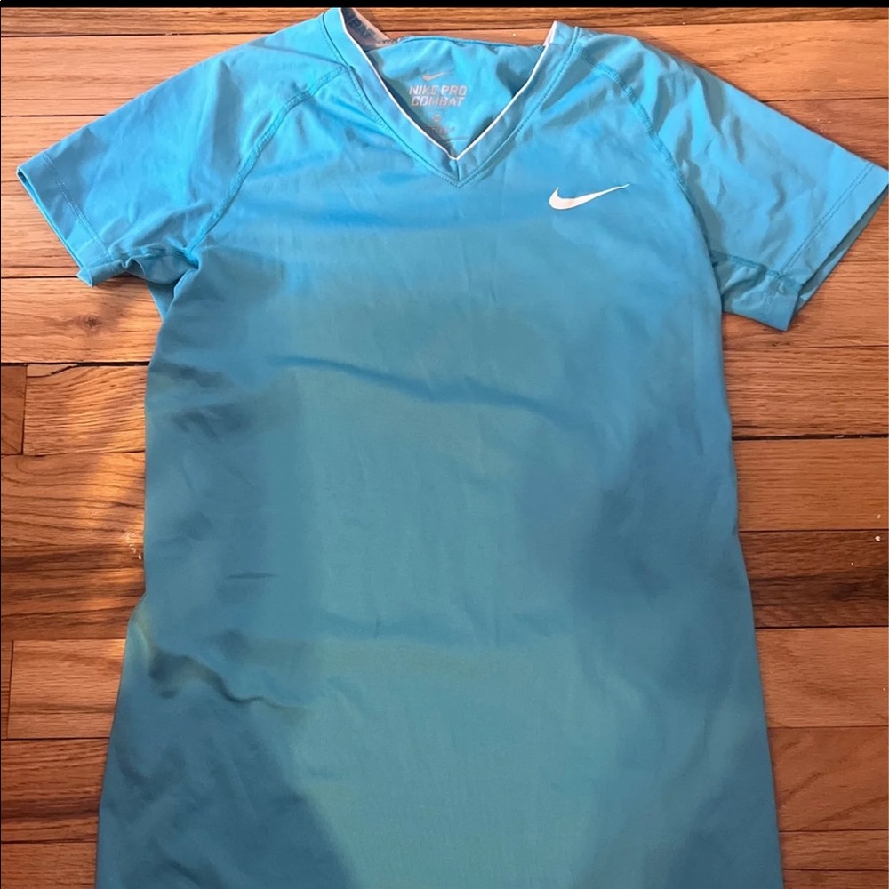 Nike Pro Combat blue workout shirt